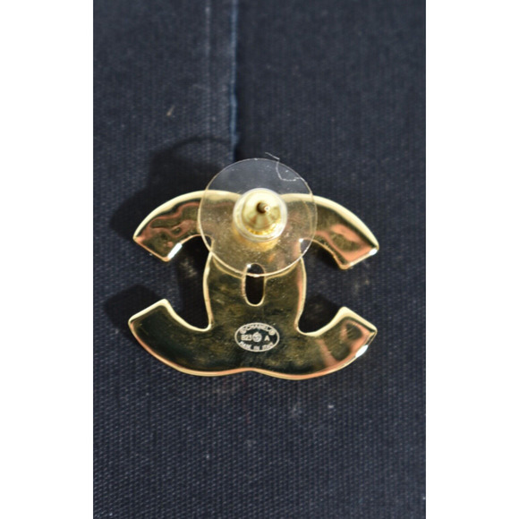 Chanel 23A Gold Orange Red Interlocking CC Logo Classic Statement Stud Earrings - Picture 11 of 12